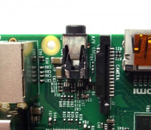 The audio output jack on the model B+